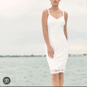 WHBM WOMEN'S WHITE EYELET SHEATH DRESS SIZE 2